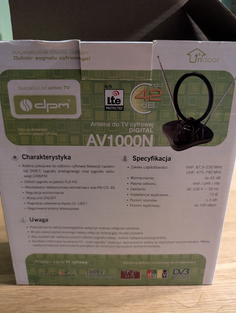 Antena DVB-T wewnętrzna pokojowa AV1000N