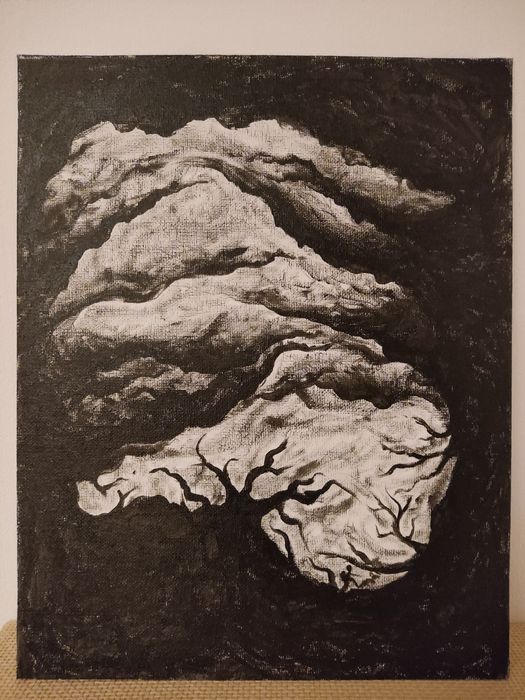 Obraz "Wędrowiec" czarny akryl na płótnie 24x30 cm