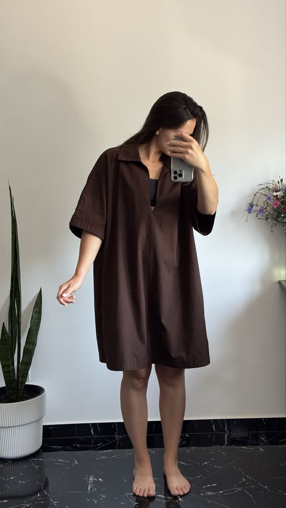 Шоколадна сукня сорочка вільного крою H&M  L/Xl