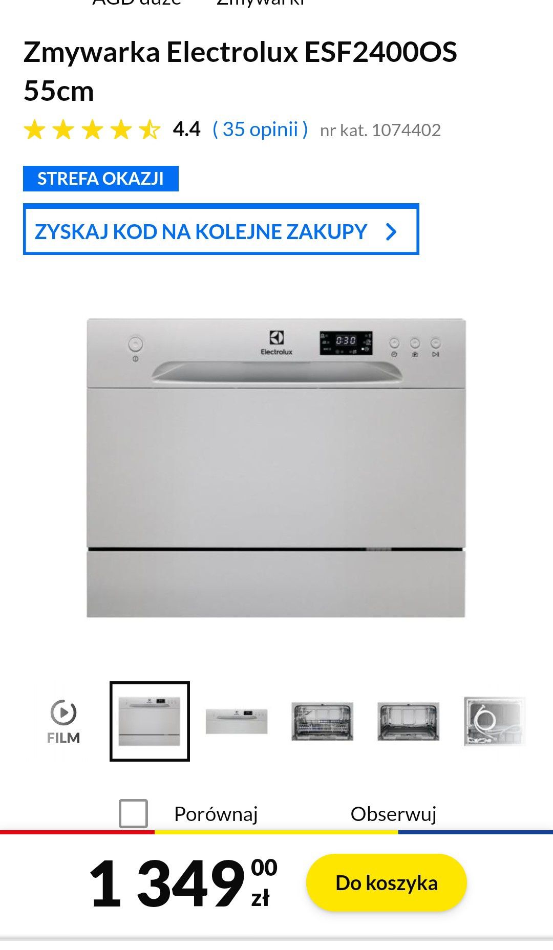 Zmywarka kompaktowa Electrolux mini inverter z gwarancją, transport.