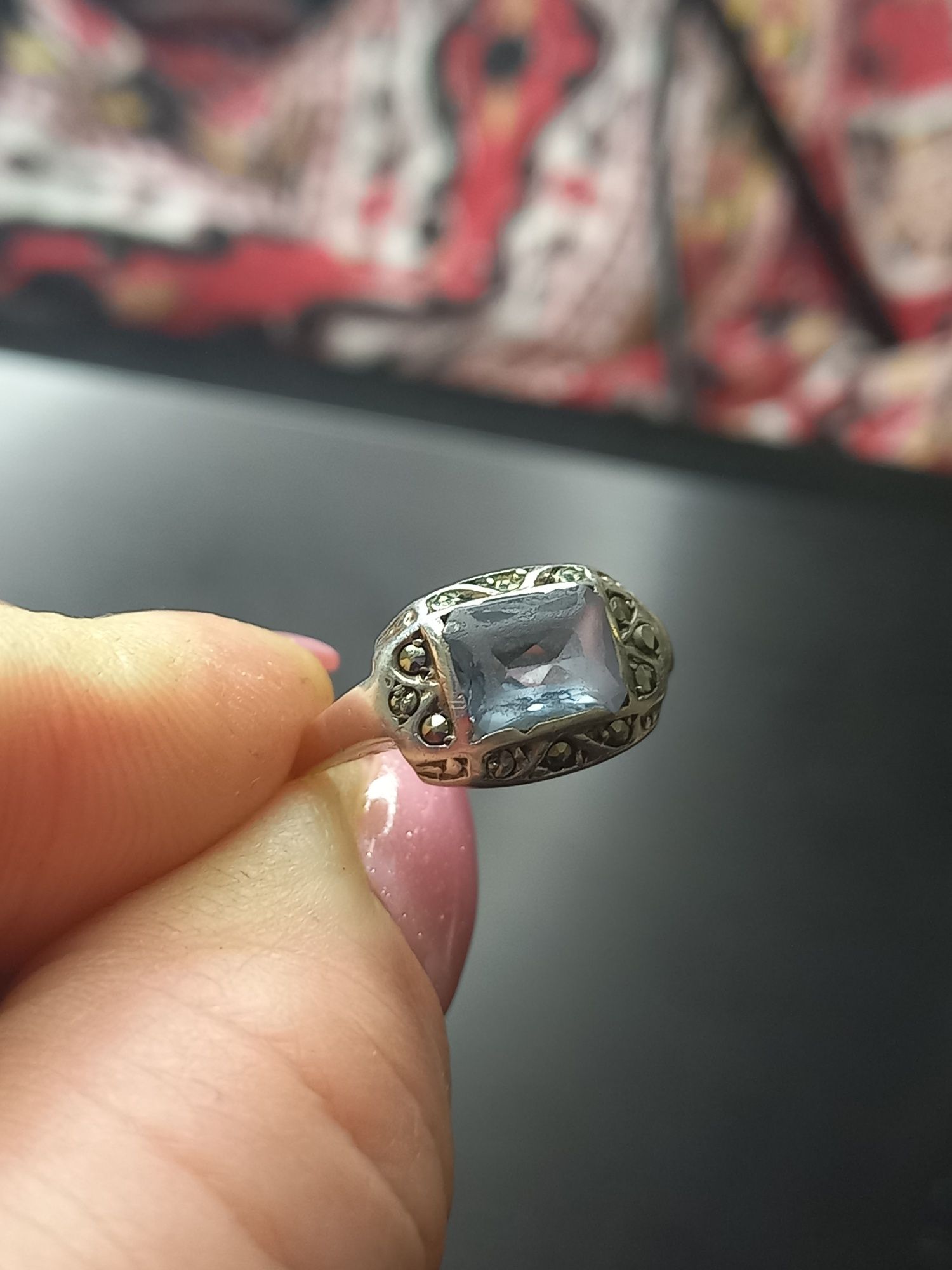 835 stary srebrny pierścionek srebro antyki art deco