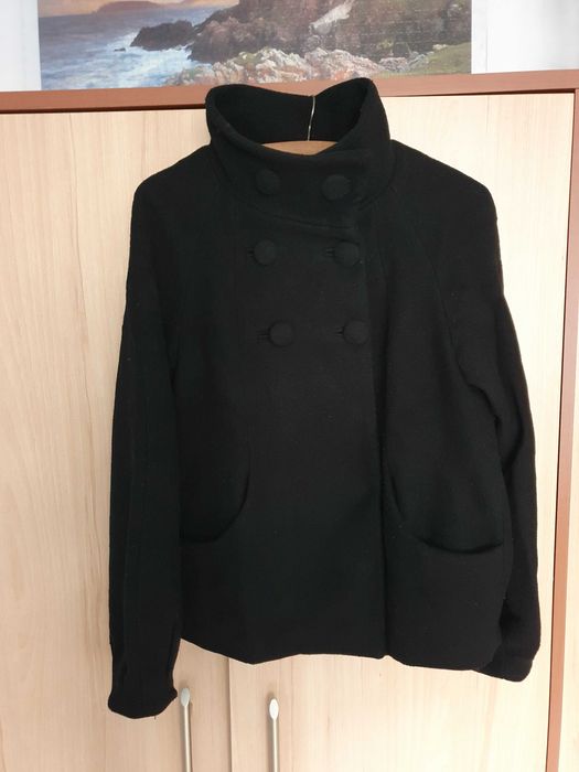 Czarna krótka kurtka z wełną, H&M