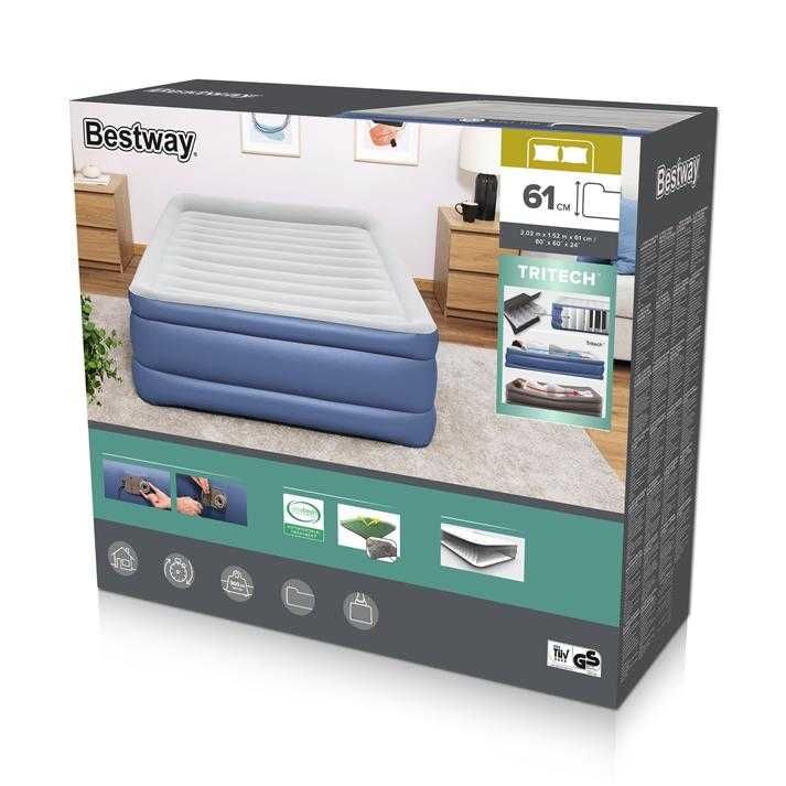 Materac dmuchany 2-osob. 203 x 152 x 61 cm z pompką el. Bestway 67690