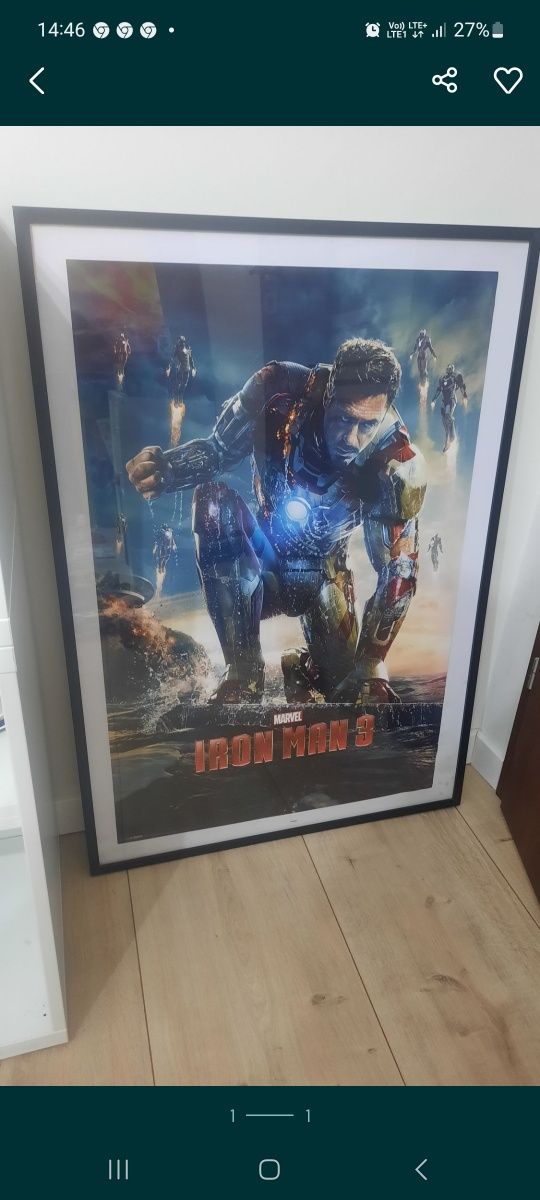 Duży oryginalny plakat marvel iron man w ramie