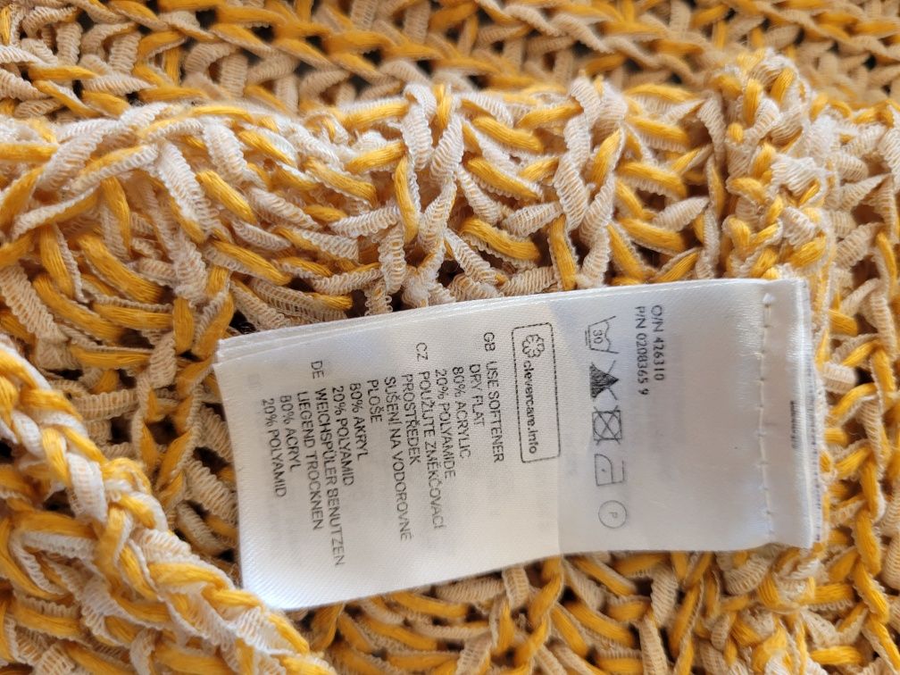 Żółty pleciony sweter oversize boho H&M