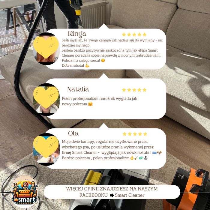 Pranie tapicerki, kanapy, dywany, samochody - Smart Cleaner (cennik)