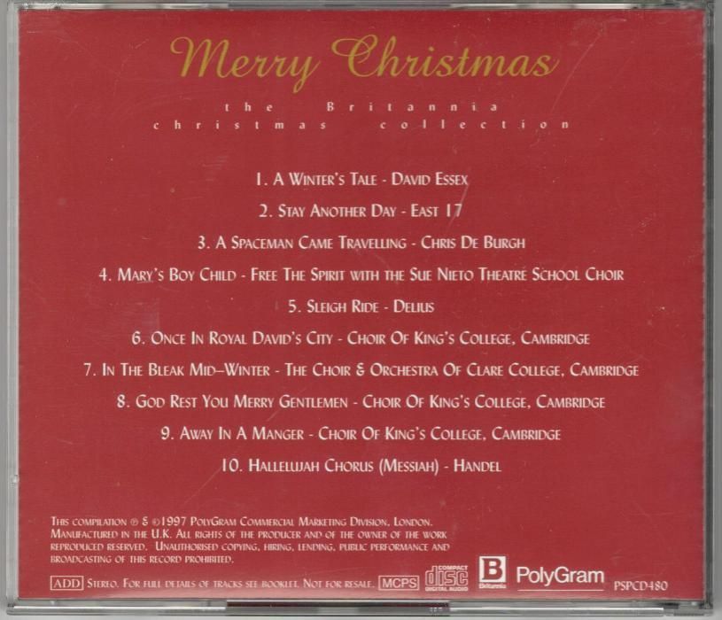 CD “Merry Christmas – The Britannia Christmas Collection” - como NOVO!