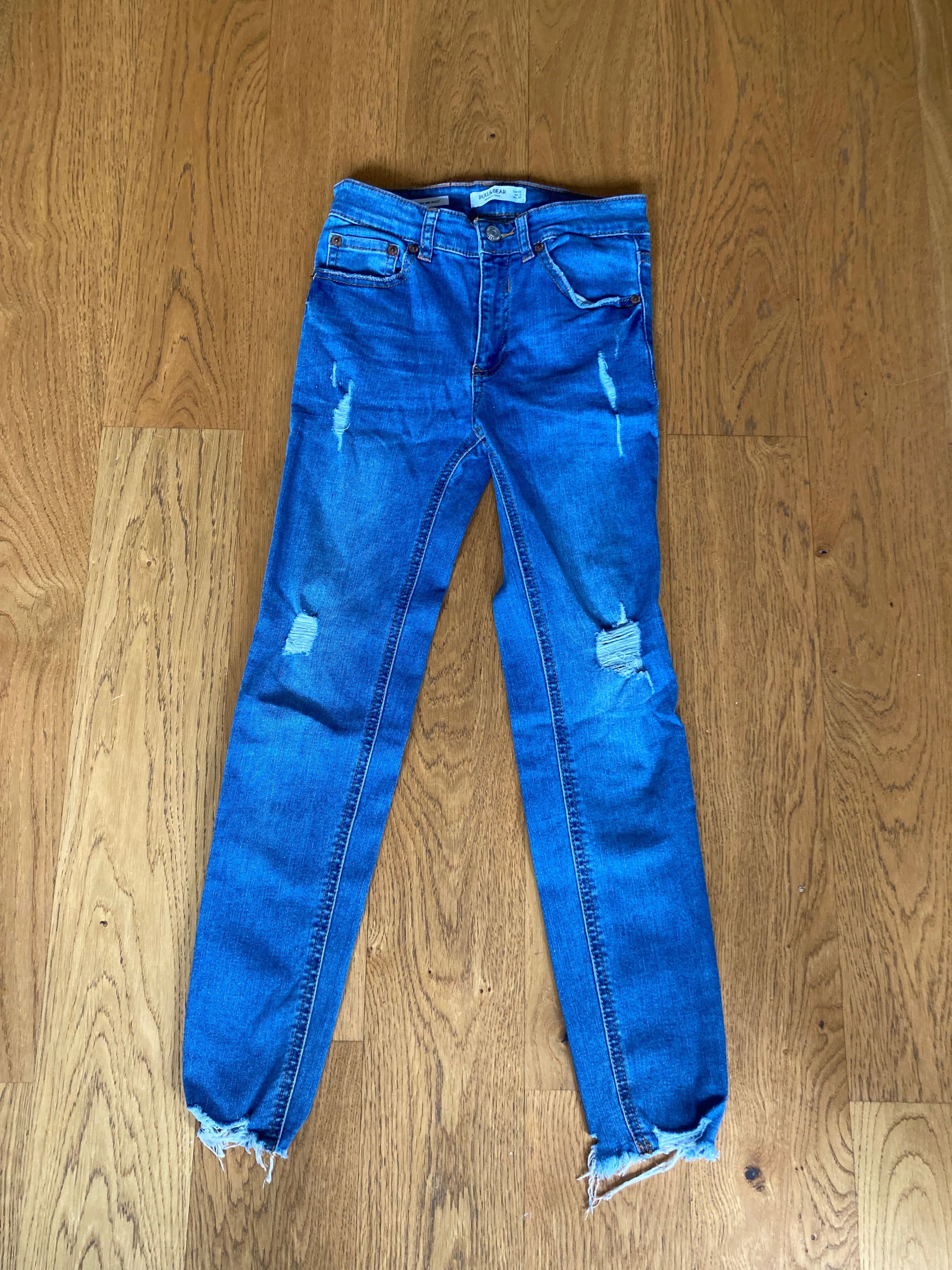 Jeansy 34 Pull & Bear XS Skinny mid waist niebieskie śliczne wyprzedaż
