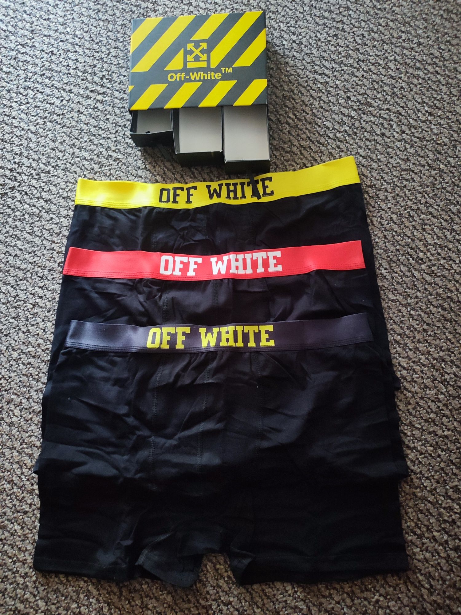 Bokserki nowe męskie XXL czarne 3 sztuki w opakowaniu Off White