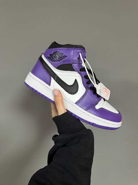 Кросівки зимові Nike Air Jordan 1 High Purple premium з хутром