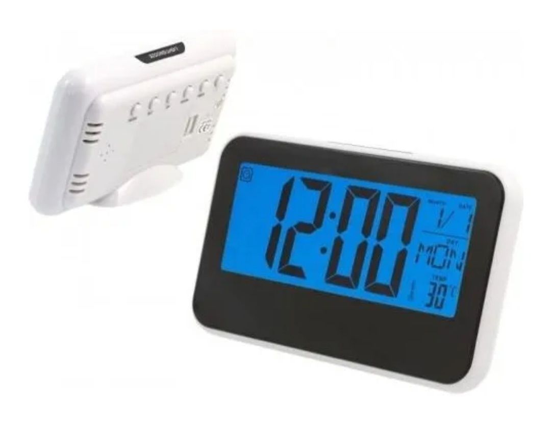 Elektroniczny zegar LCD z budzikiem,kalendarzemi termometrem.