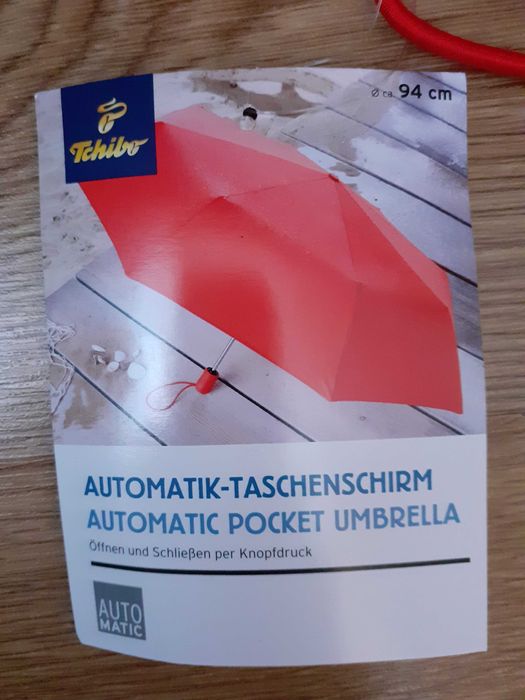 TCHIBO - NOWY automatyczny czerwony parasol