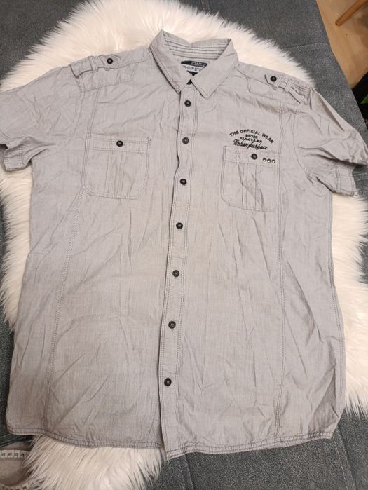 Męska szara koszula vintage z krótkim rękawem Skyvebel, Sublevel L