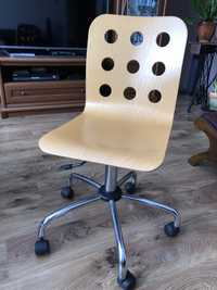 Krzesło biurowe obrotowe premium , prawdziwe jasne drewno, chrom.