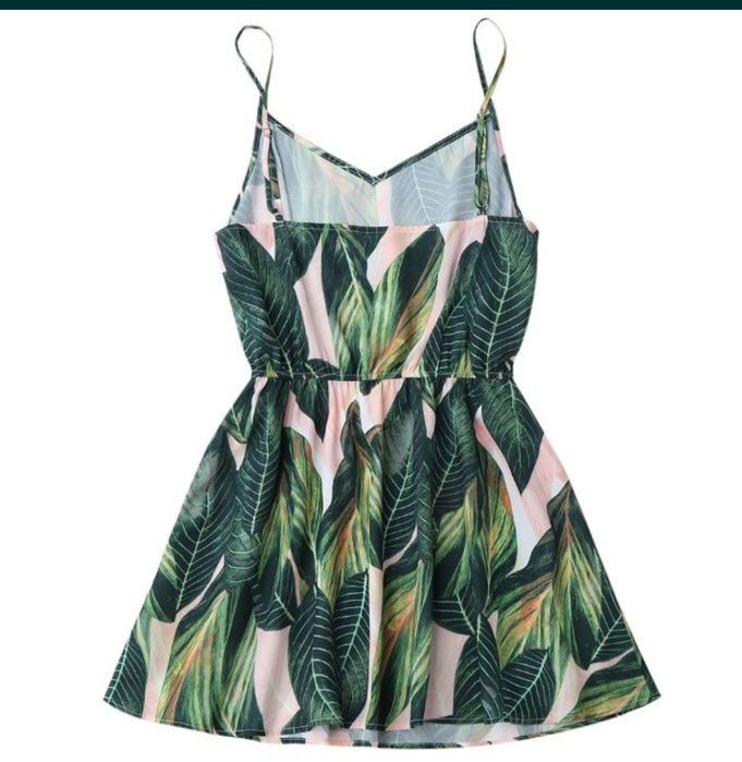 Sukienka letnia liście S  tropic kwiaty