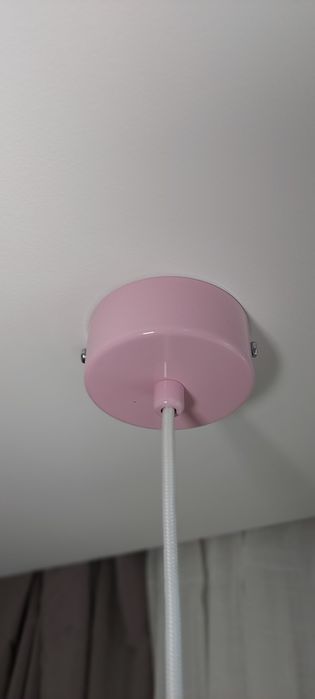 Nowa lampa sufitowa ozdobna różowa metalowy duży klosz loft industrial