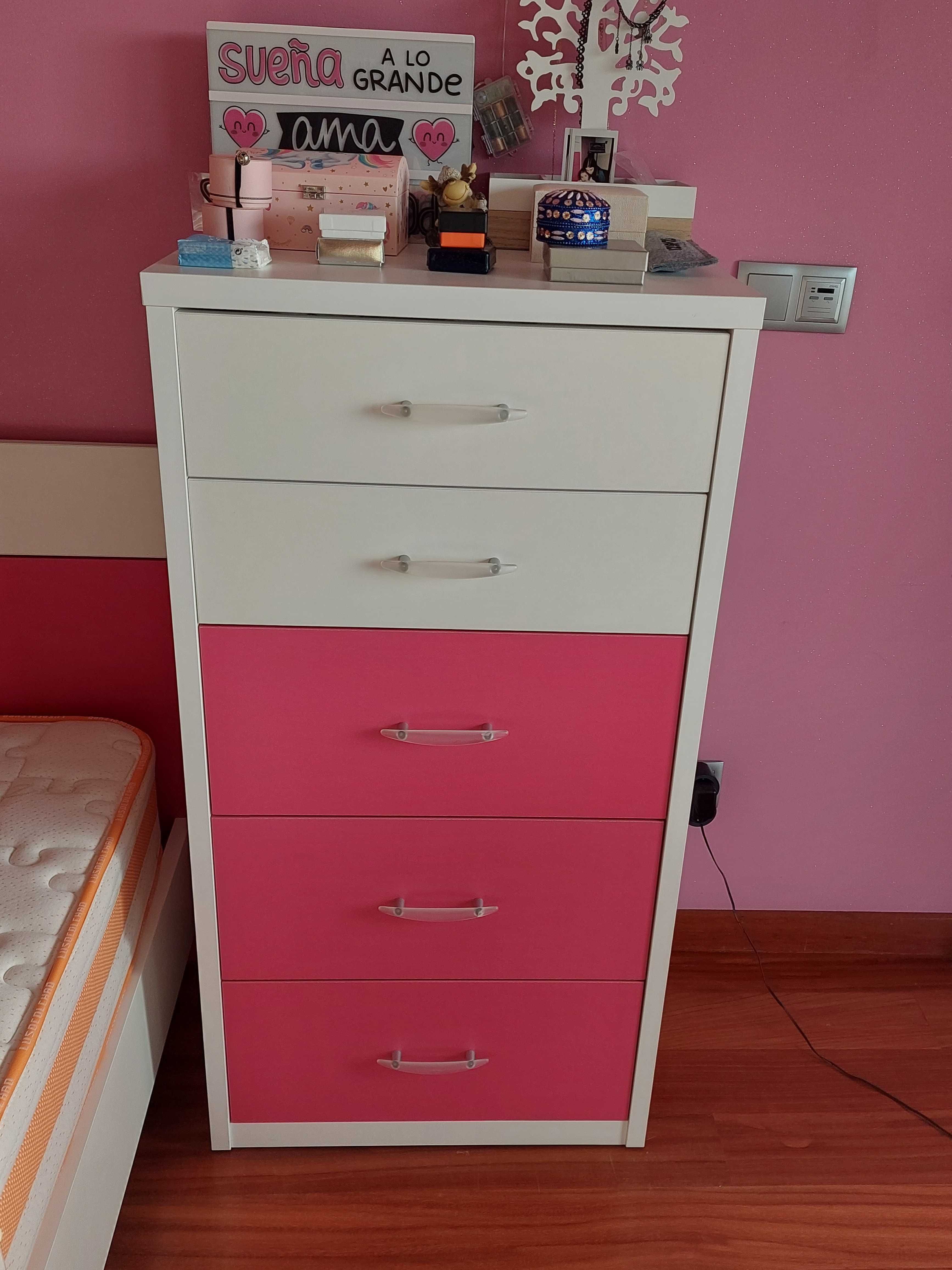 Mobília para quarto juvenil usada branco e rosa