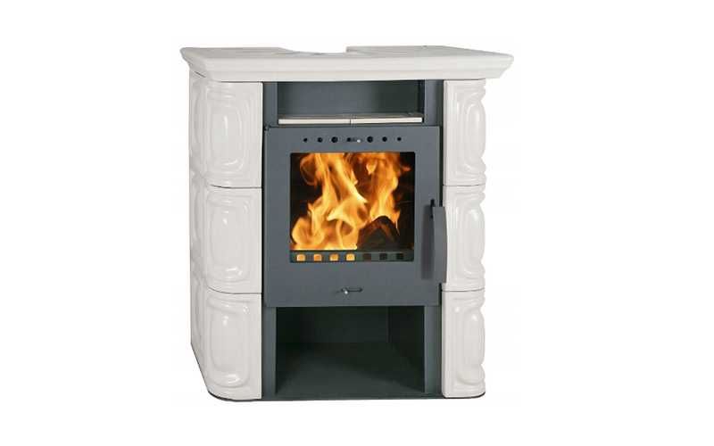 Piec piecyk kominek kaflowy na drewno Flama ALEA 6kW Ivory  RATY 0%