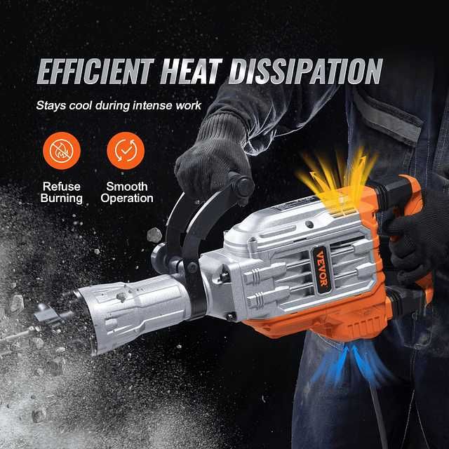 1063 - Martelo demolidor profissional Vevor 3500w mala duas ponteiras