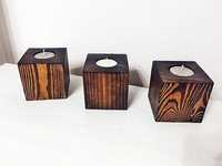 Drewniane świeczniki z klocków- 3 SZT. 0052
