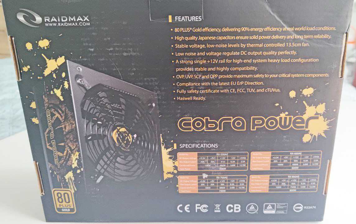 Блок питания Raidmax RX-700AE 80+ Plus Gold 700W