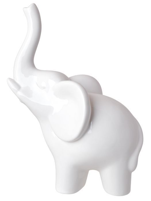 Figurka Ceramiczna Słoń Biały Duży