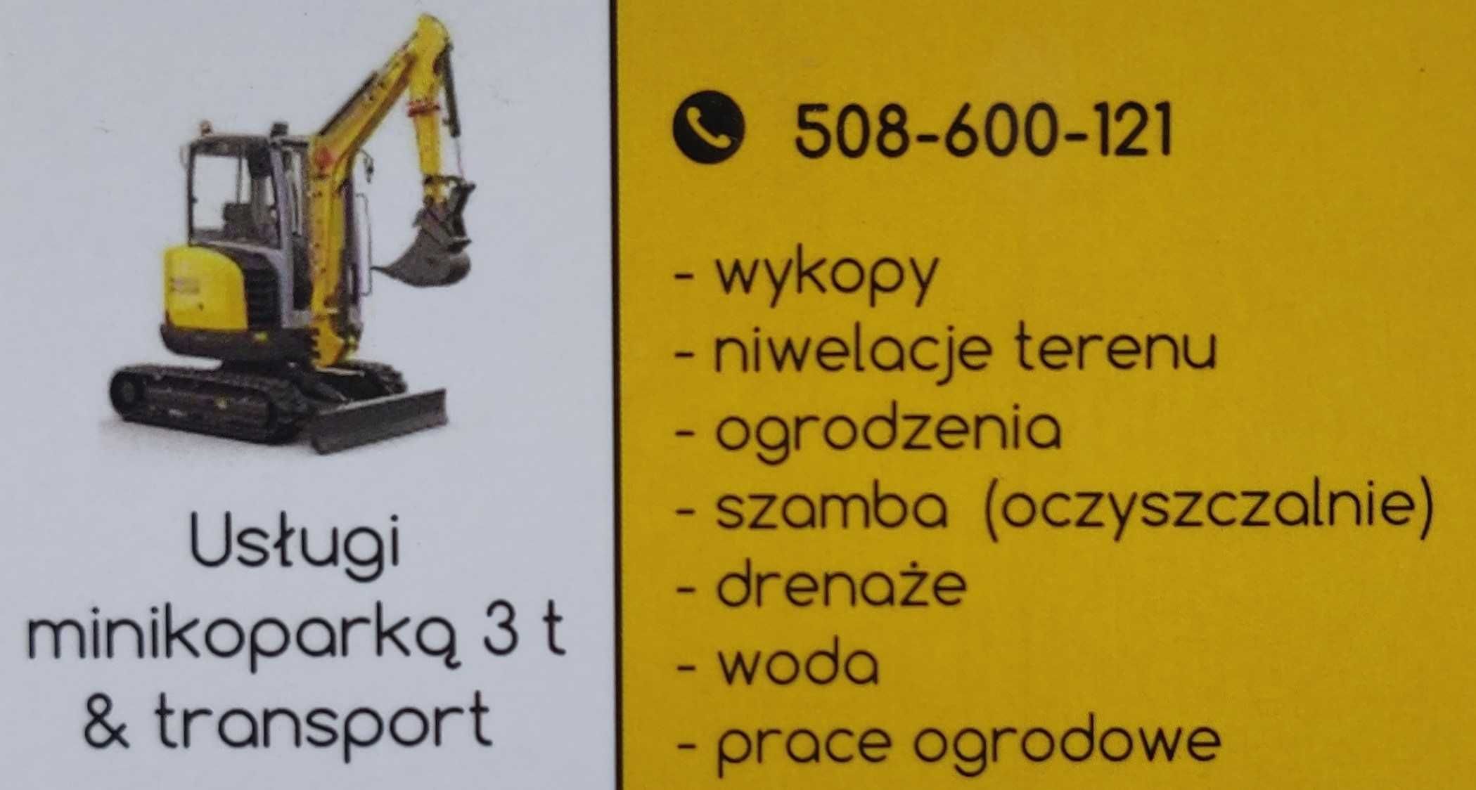 Usługi minikoparka 3t, młot wyburzeniowy, wiertnica, koparko-ladowarka