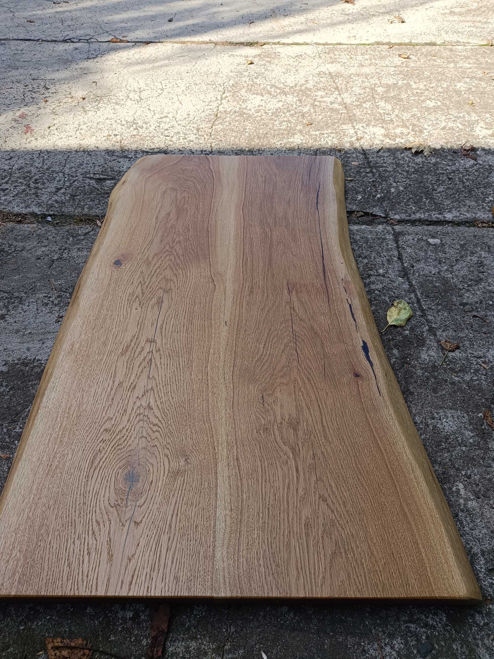 Rustykalny blat dębowy na biurko ławę Live Edge 130x73