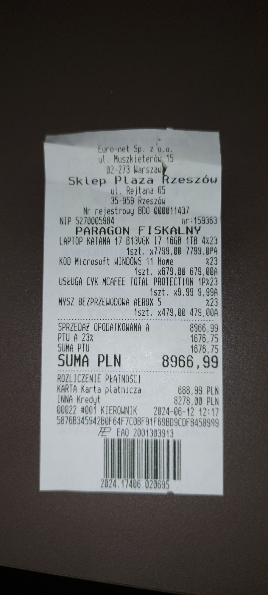 MSI Katana 17 B13VGK-856XPL 17,3" 144Hz i7-13620H 16GB RAM 1TB