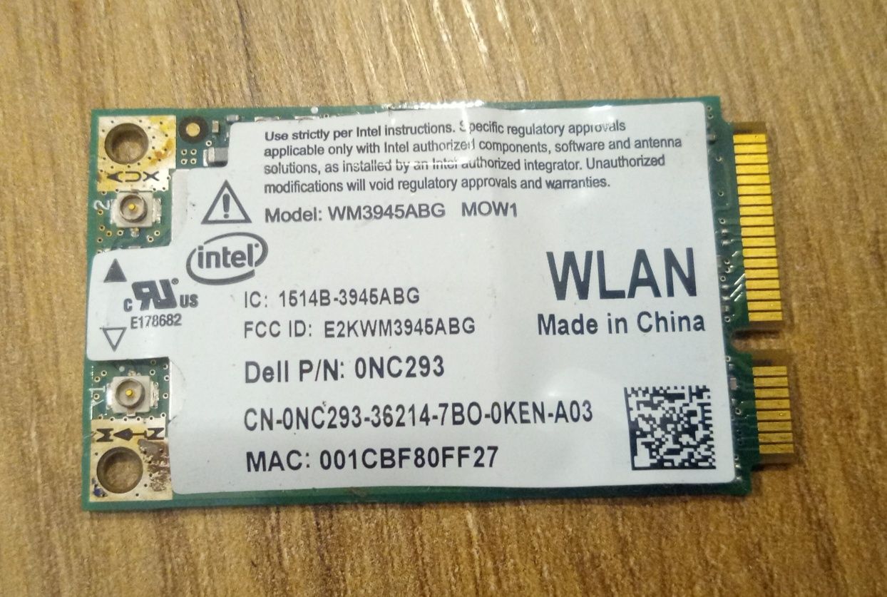 Dell latitude D630 karta sieciowa WLAN WN3945abg pcie