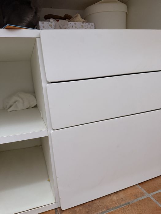 Trocador, branco branco/com 3 gavetas, 90x79x100 cm
