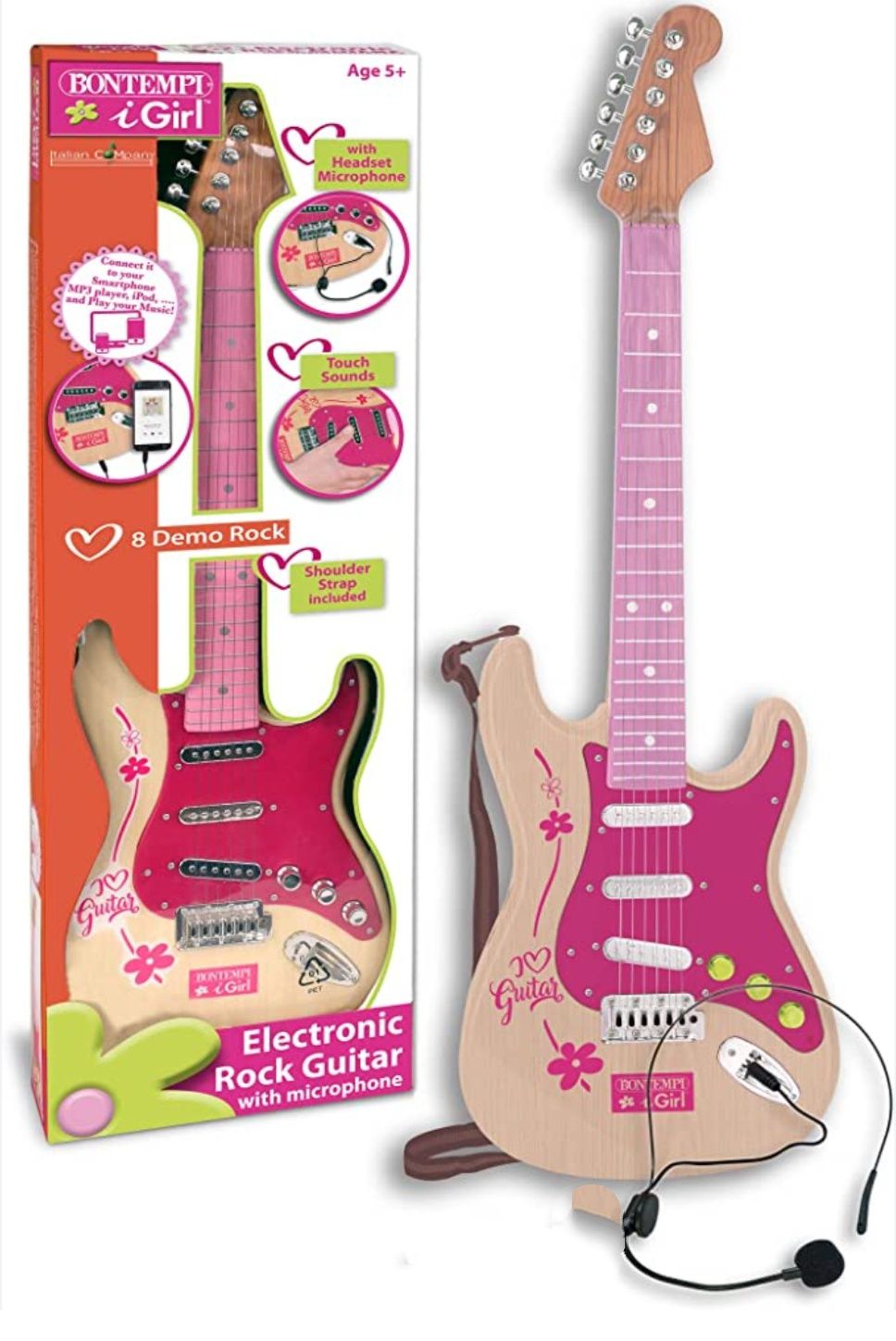 Gitara elektoniczna różowa Rock gitar Bontempi