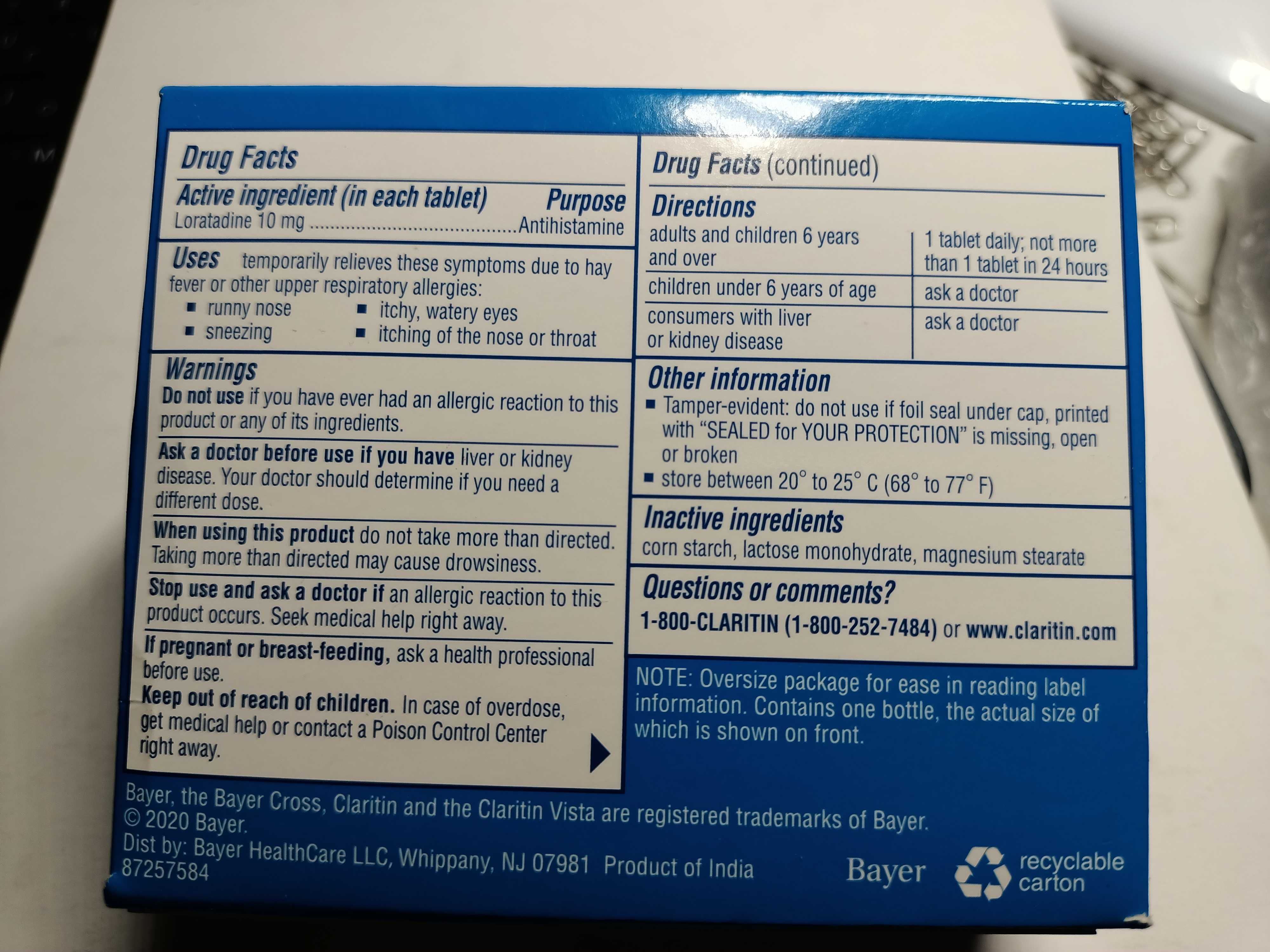 Американський Claritin Bayer, від алергії,упаковка велика 30табл.