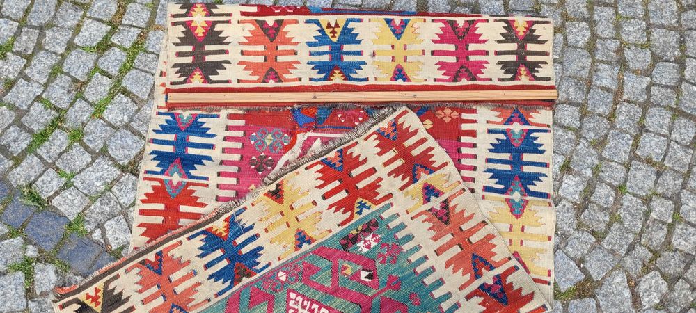 szczegółowy antyczny orientalny r.tkany dywan kilim turcja 85/140cm