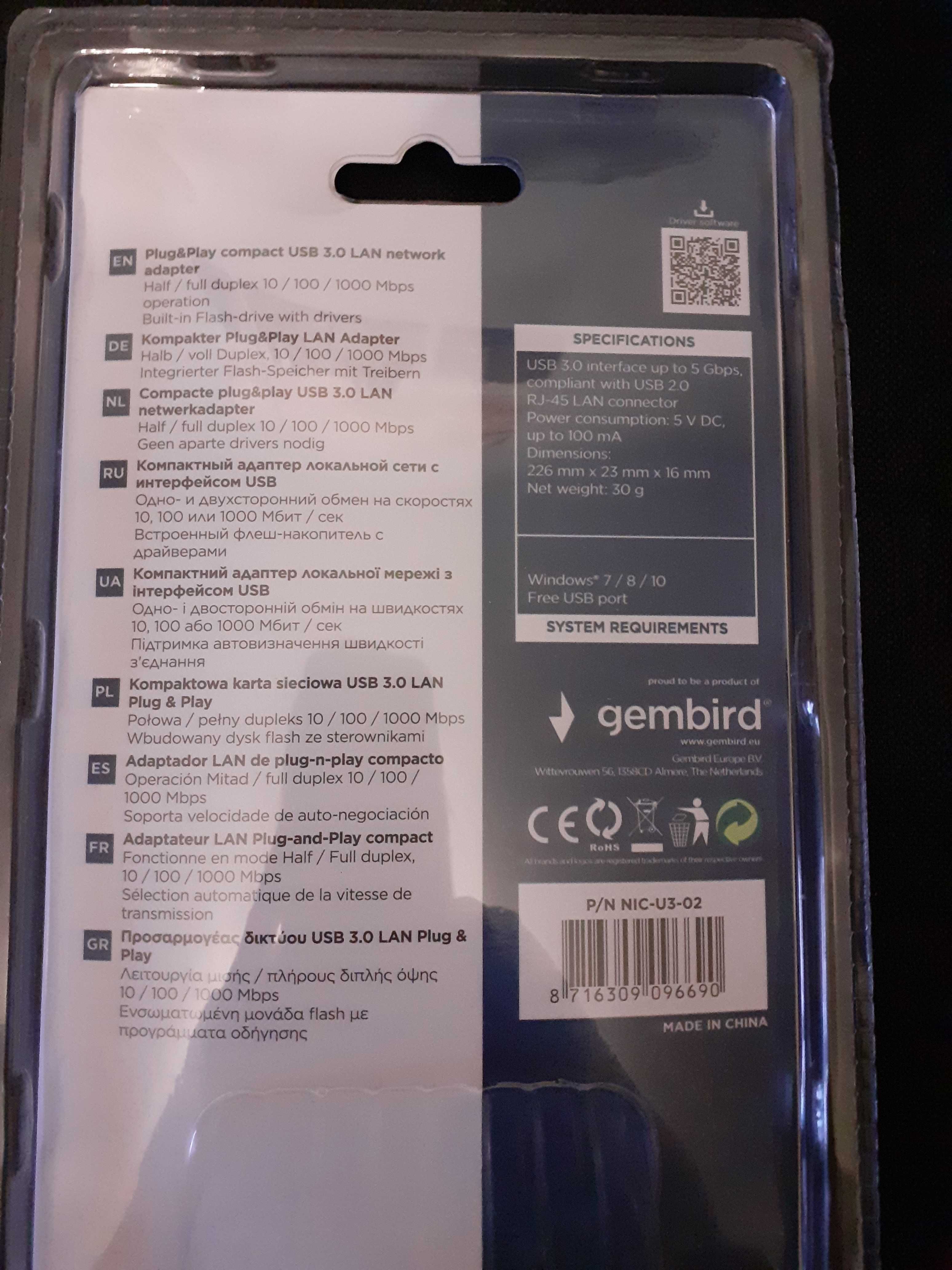 Karta sieciowa USB 3.0 Gigabit Lan