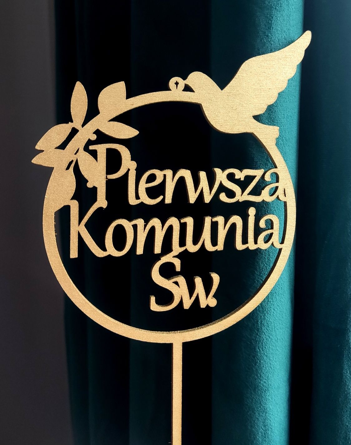 Pierwsza Komunia Święta topper złoty