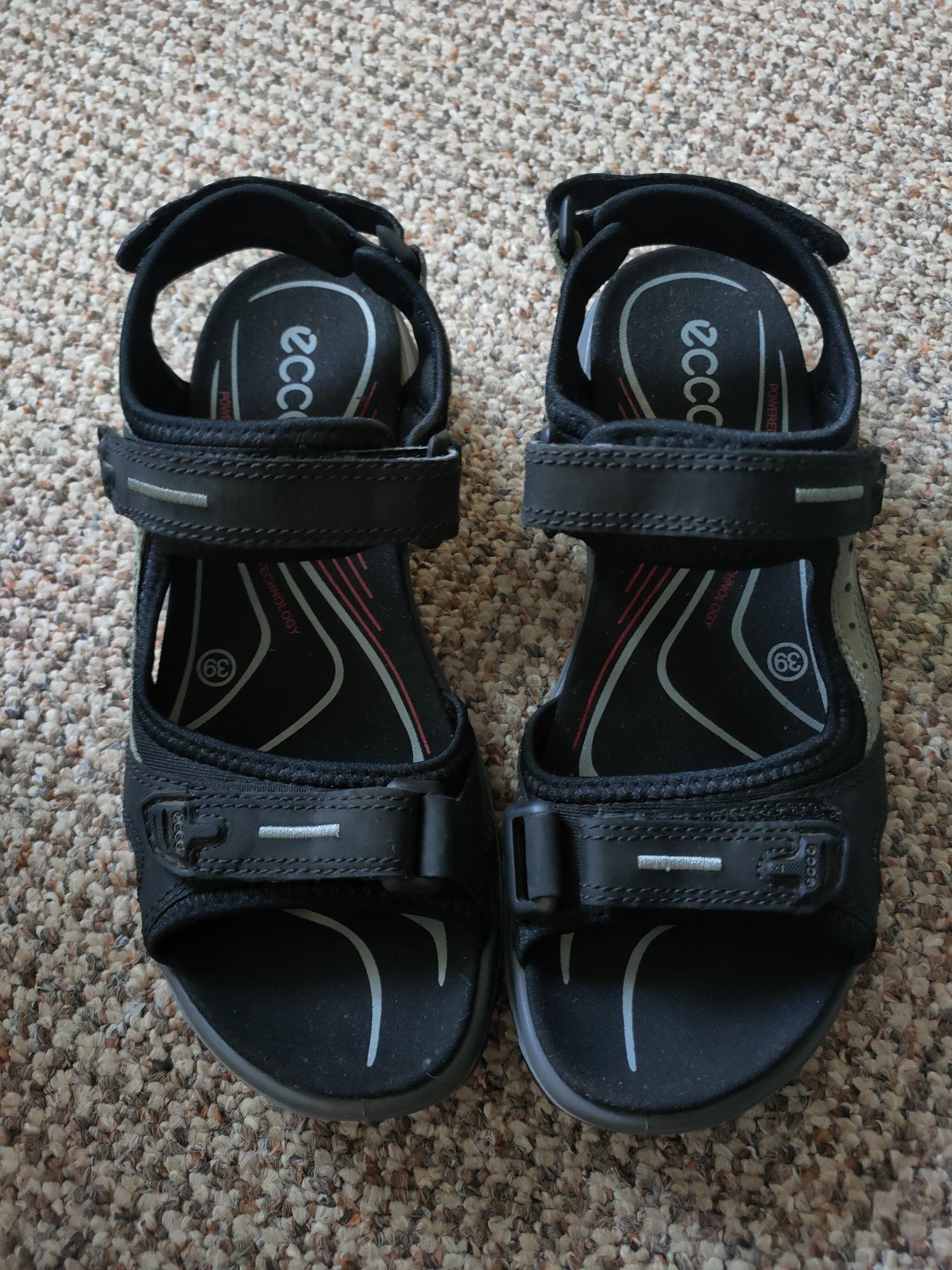 Nowe sandały damskie Ecco rozmiar 39, skóra czarne.
