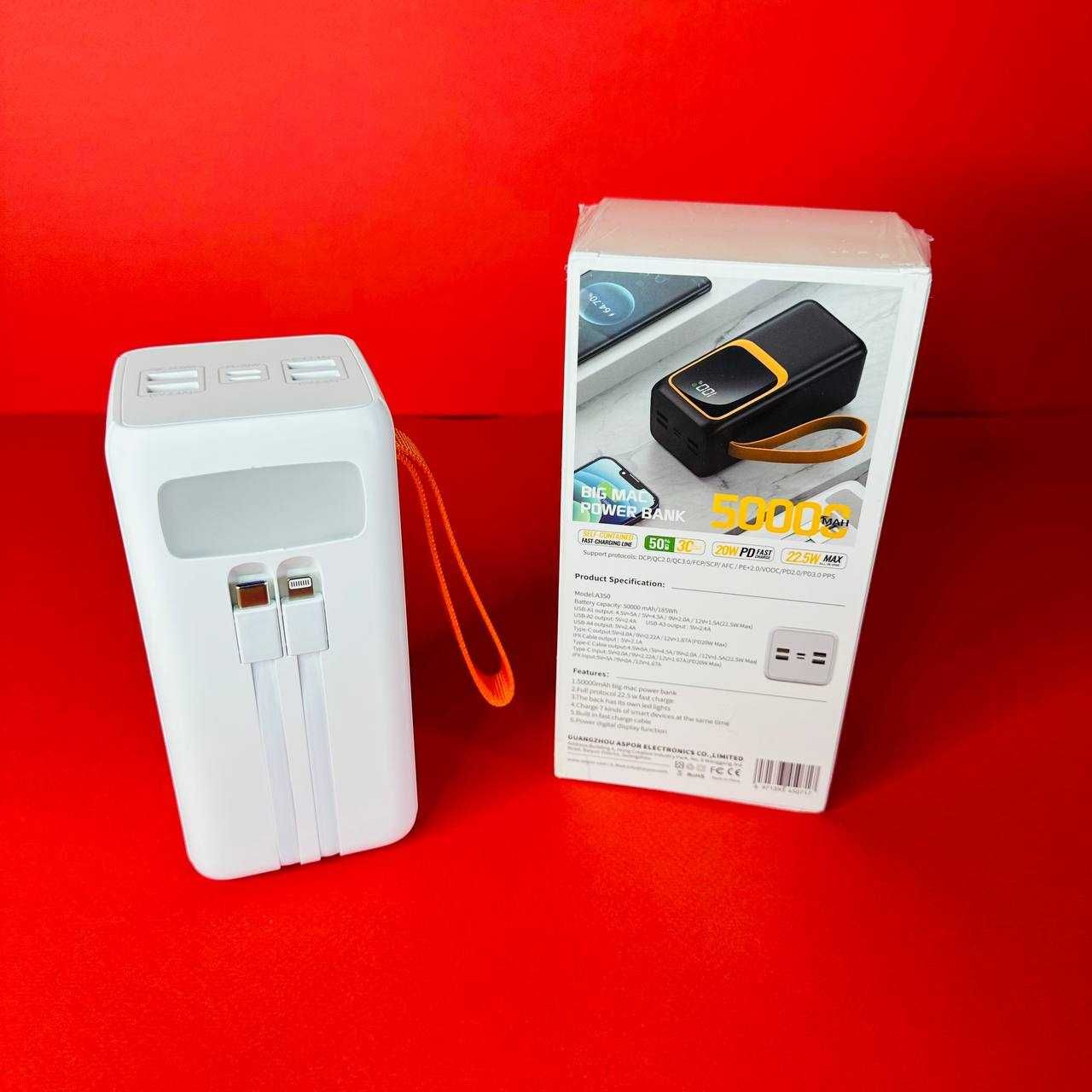 Power bank Aspor A350 50000 mAh White Original Реальна емкість