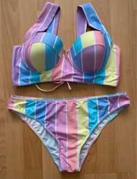 Piękny kolorowy pastelowy kostium kąpielowy bikini Shein