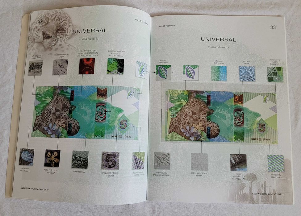 Banknot testowy PWPW, UNIVERSAL 5, magazyn CiD nr 72