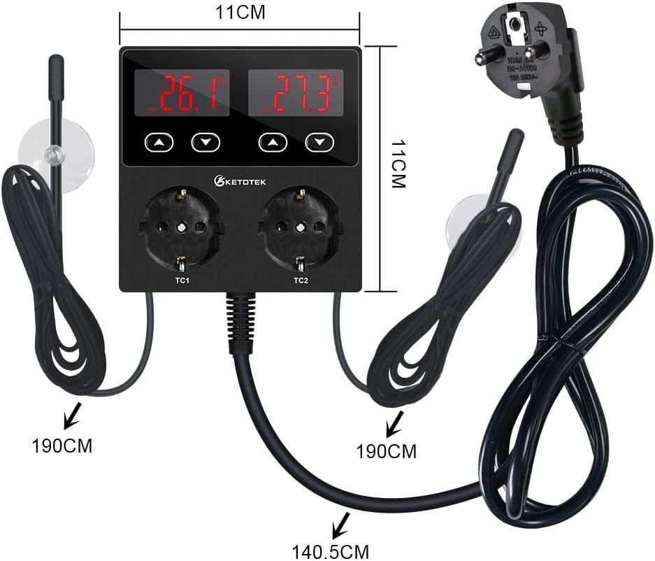 KT99pro Podwójny cyfrowy regulator temperatury Wyjście 10A do hodowl