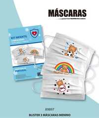 Mascaras texteis reutilizáveis criança