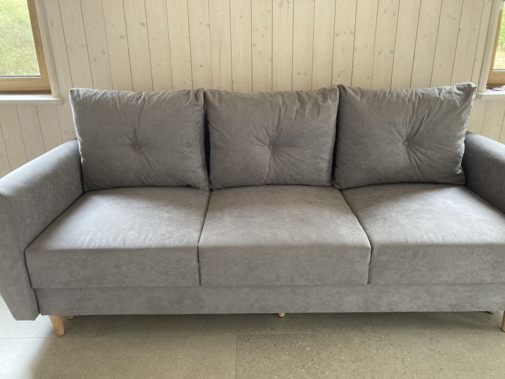 Sofa kanapa wersalka tapczan rozkładana z funcja spania szara scandi