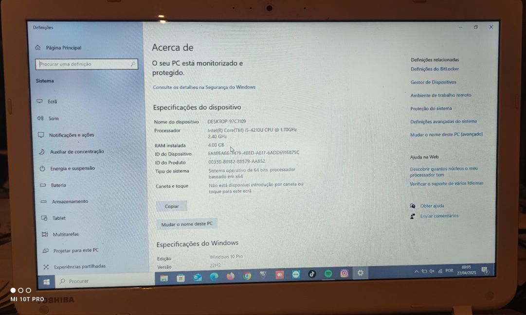 Toshiba Satélite Como/Novo