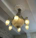 Antyk lampa zyrandol 2 szt krysztal i brąz