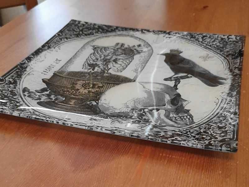 Szklany talerz patera taca Prima Design Halloween Gothic  30 x 30cm