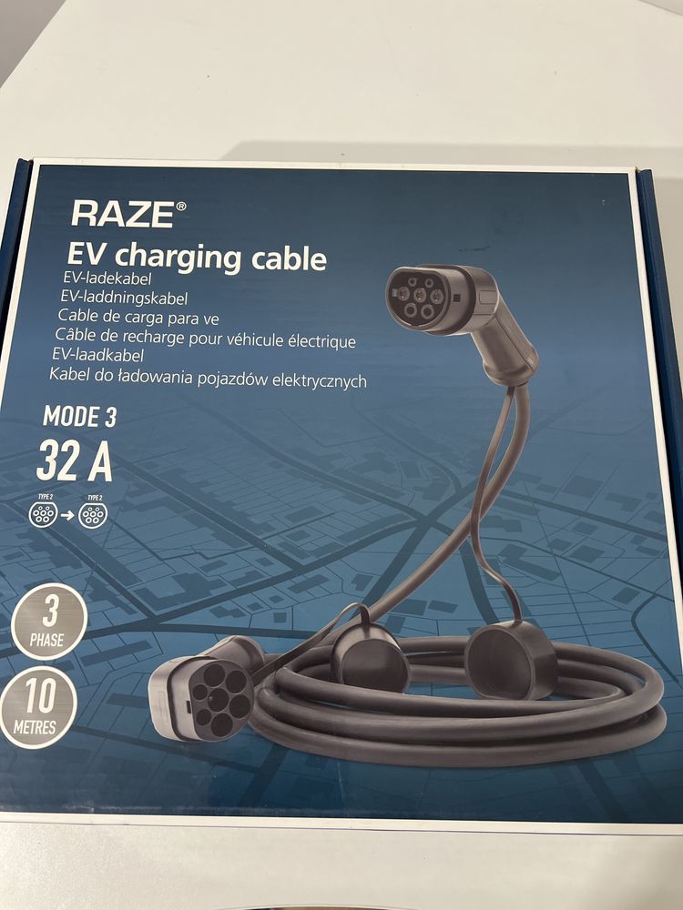 Kabel do ładowania  samochodu EV typ 2  22kW 32Amp 10m