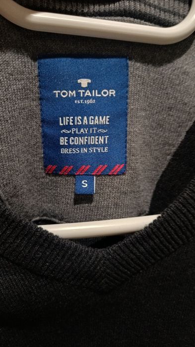 Tom Tailor  Niemiecki elegancki męski sweter, 100% Bawełna, Roz. S
