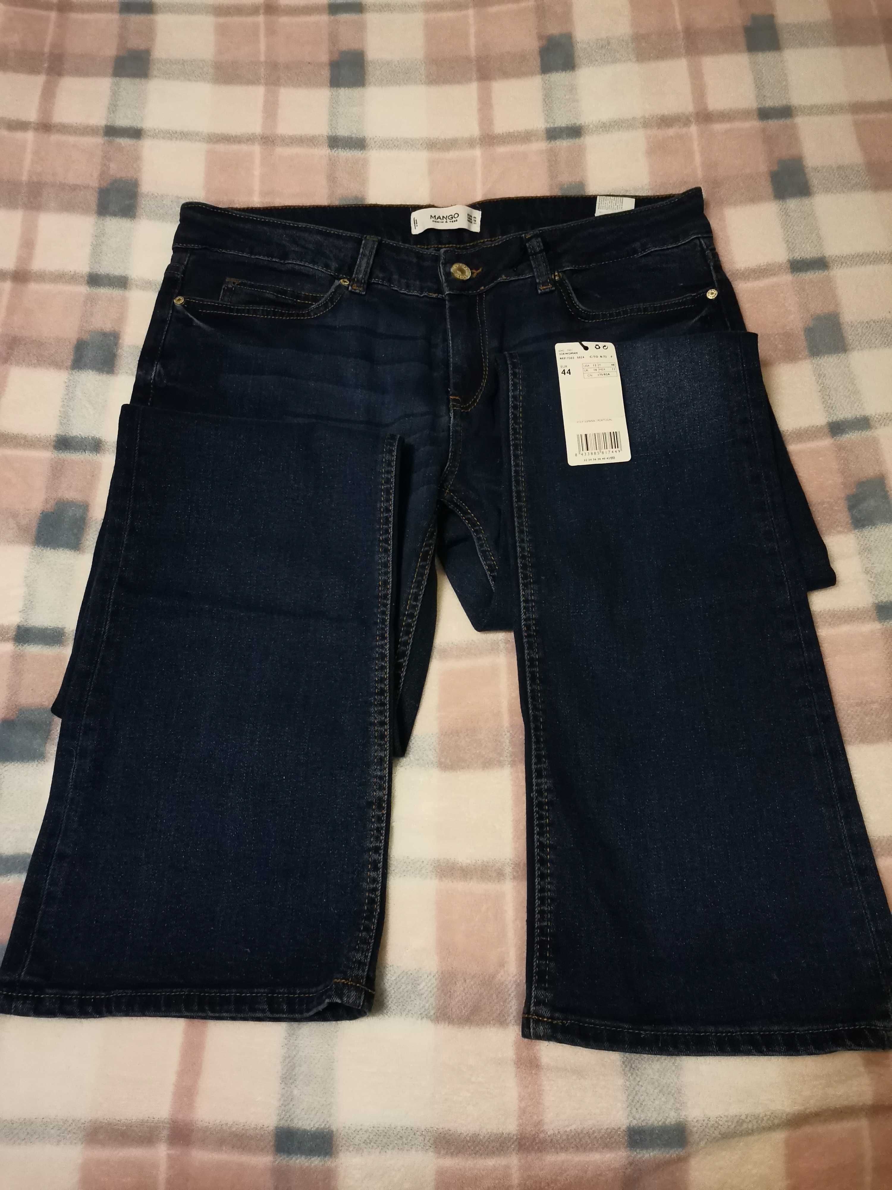 Calças de ganga/Jeans Mango azul escuro com corte direito