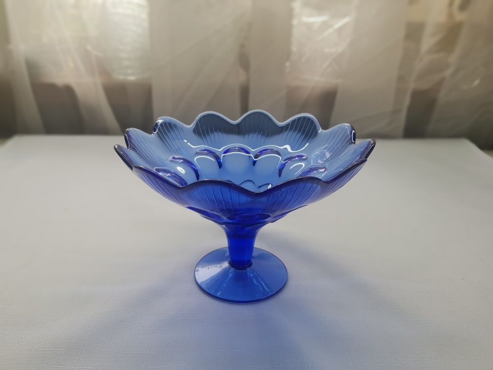 Patera/paterka szklana kobalt Vintage PRL